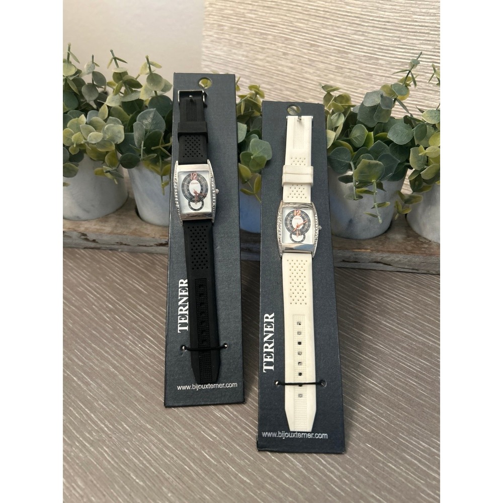 Terner watches feature a tonneau-shaped case NWT one black and‎ one white